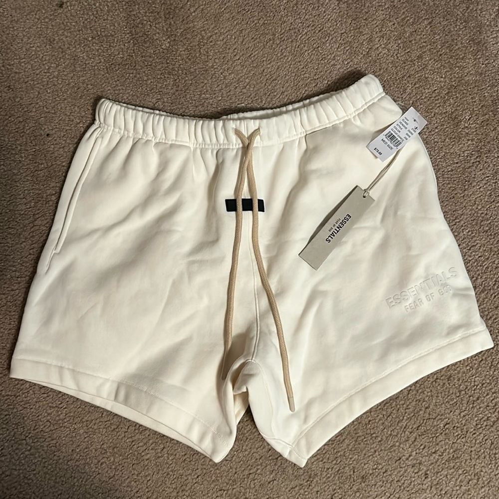 Essentials: Fear of God Fleece White running shorts